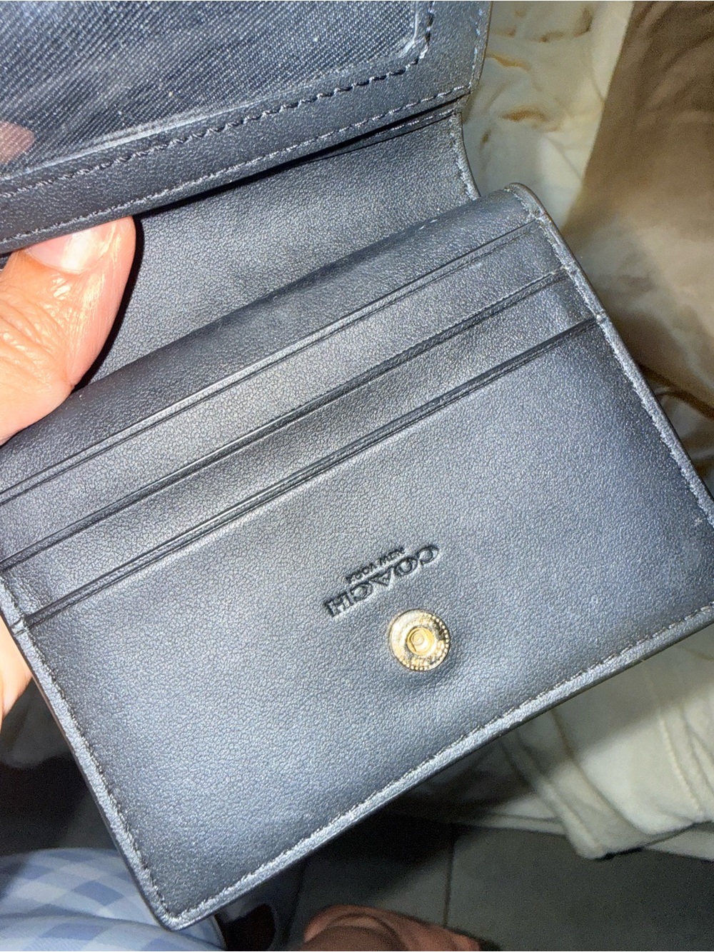 Coach Brown Signature Compact wallet with Gold Logo - Picture 7 of 7